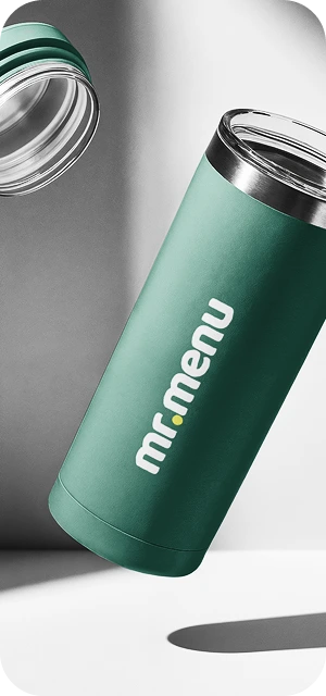Mr. Menu branded tumbler