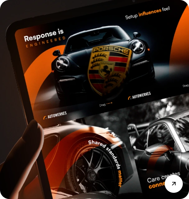 Autowerkes automotive social carousel set on a tablet