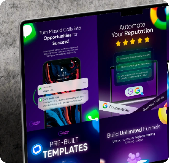 GoReal Digital SaaS social graphics on a tablet