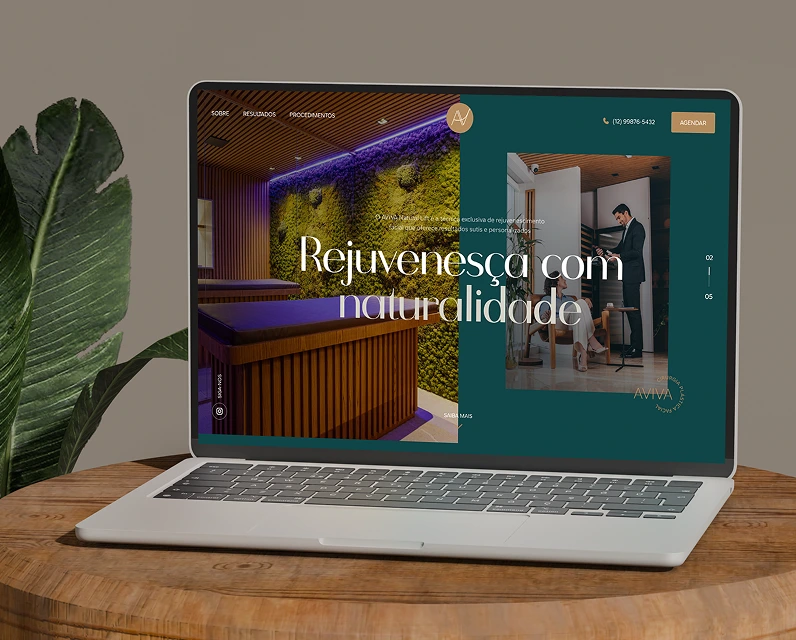 Aviva Natural Lift website mockup on a laptop