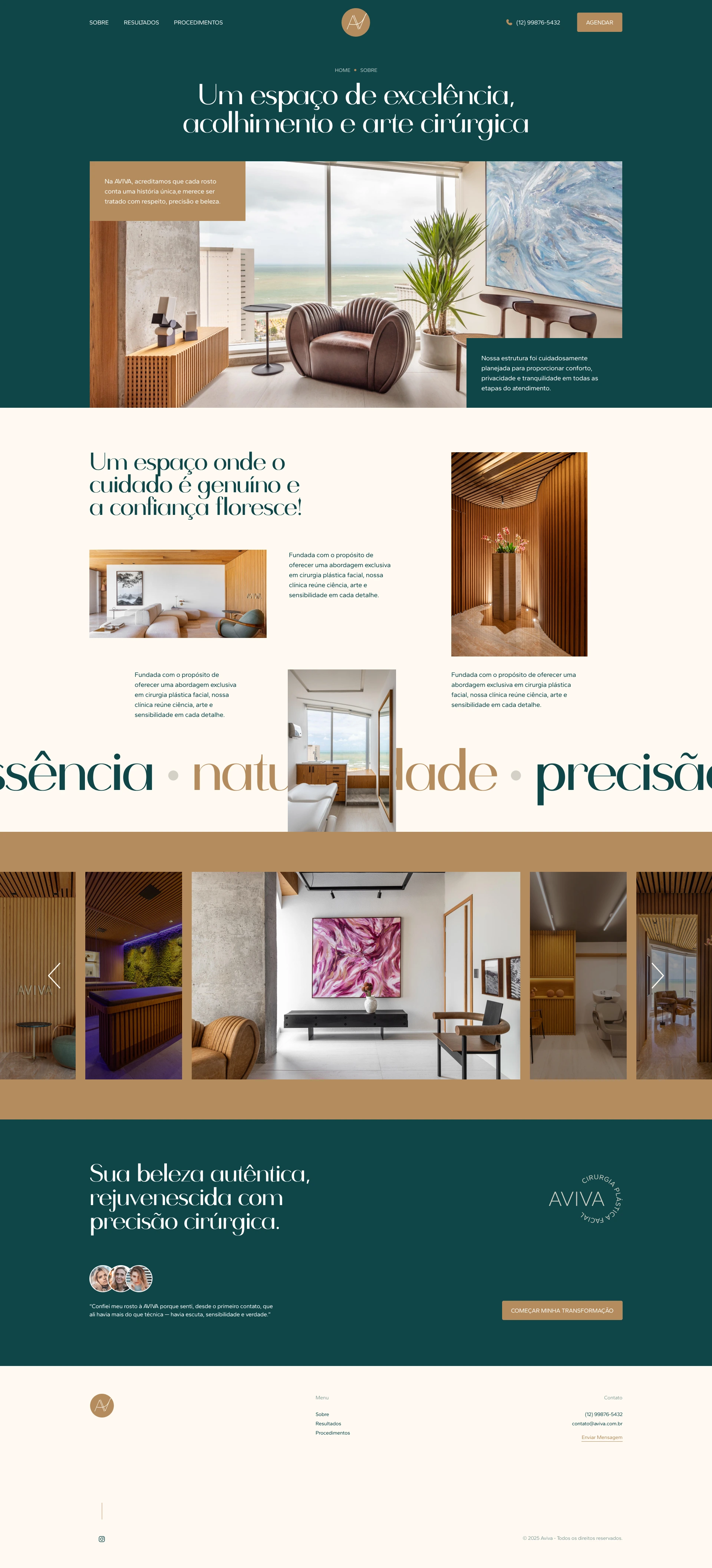 Aviva Natural Lift website design, remaining sections