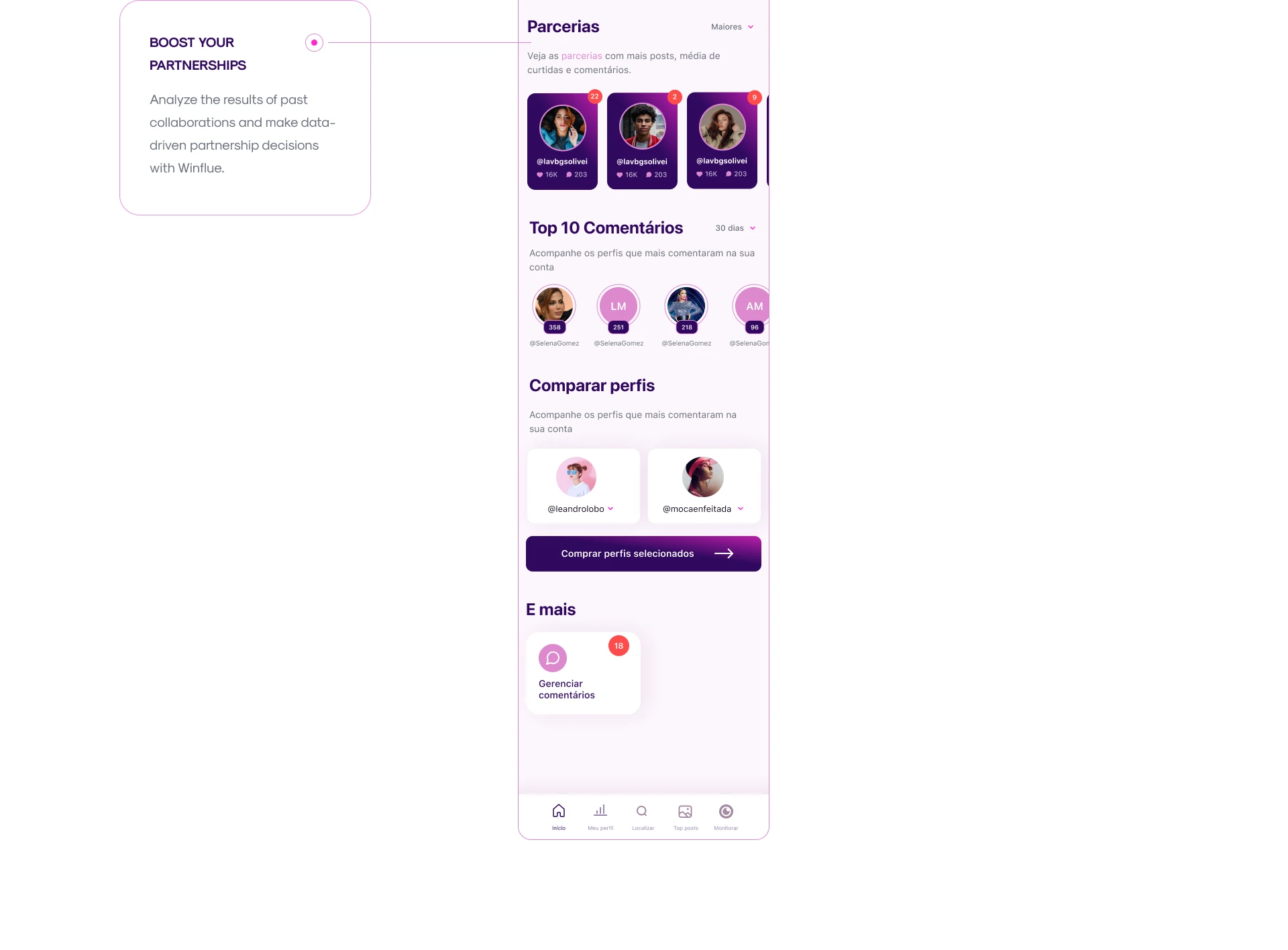 Winflue app screen