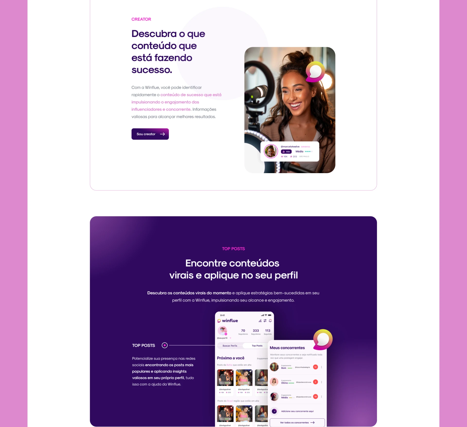 Winflue app screen